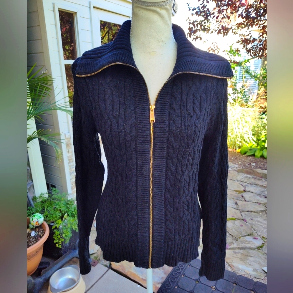 Ralph Lauren black label cable knit zip cardigan
